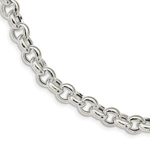 10mm Sterling Silver Hollow Rolo Chain Necklace, 24 Inch